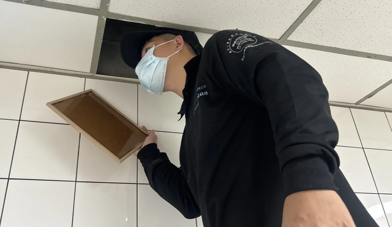 打開天花板檢修口檢查鼠跡